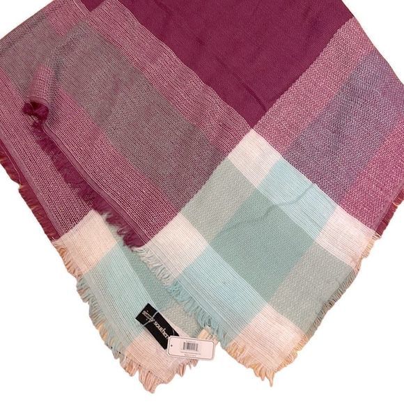 NWT Simply Southern Soft Lily Plum, White, Mint Tartan Knit Throw Blanket - Picture 3 of 8